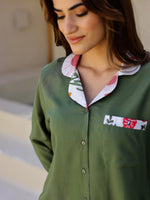 Green Solid Night Wear Set - SanskrutiHomes 