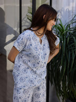 White Printed Loungewear Set - SanskrutiHomes 