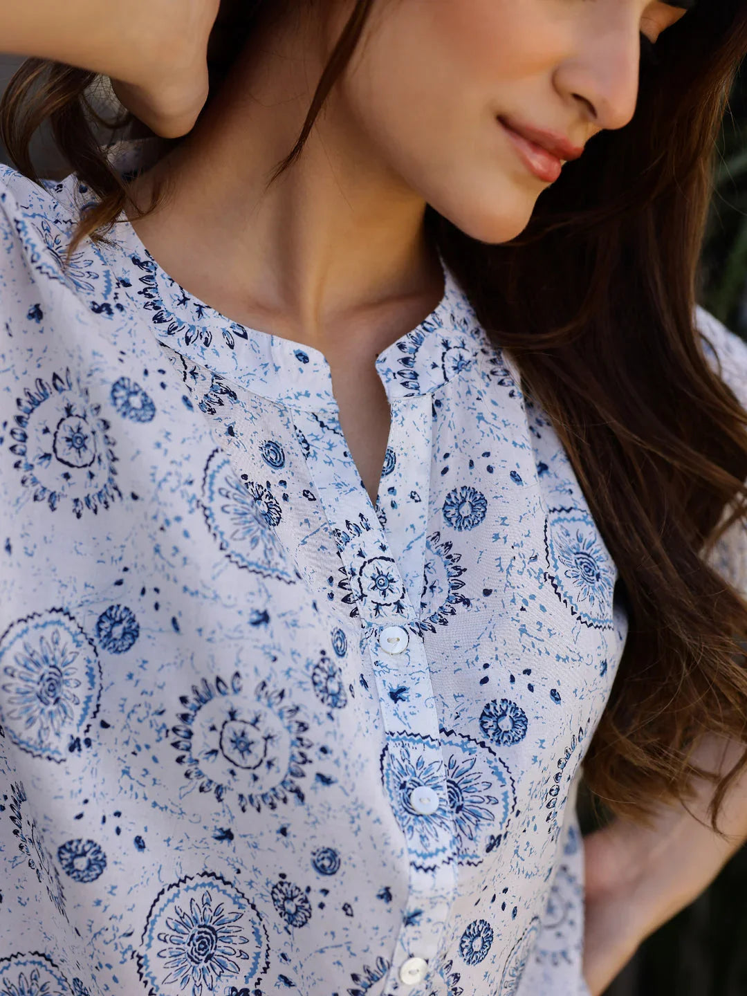 White Printed Loungewear Set - SanskrutiHomes 