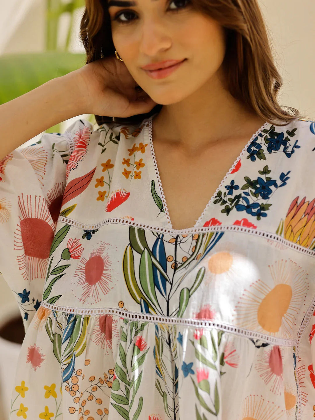 Off White Multi Color Printed Loungewear Set - SanskrutiHomes 