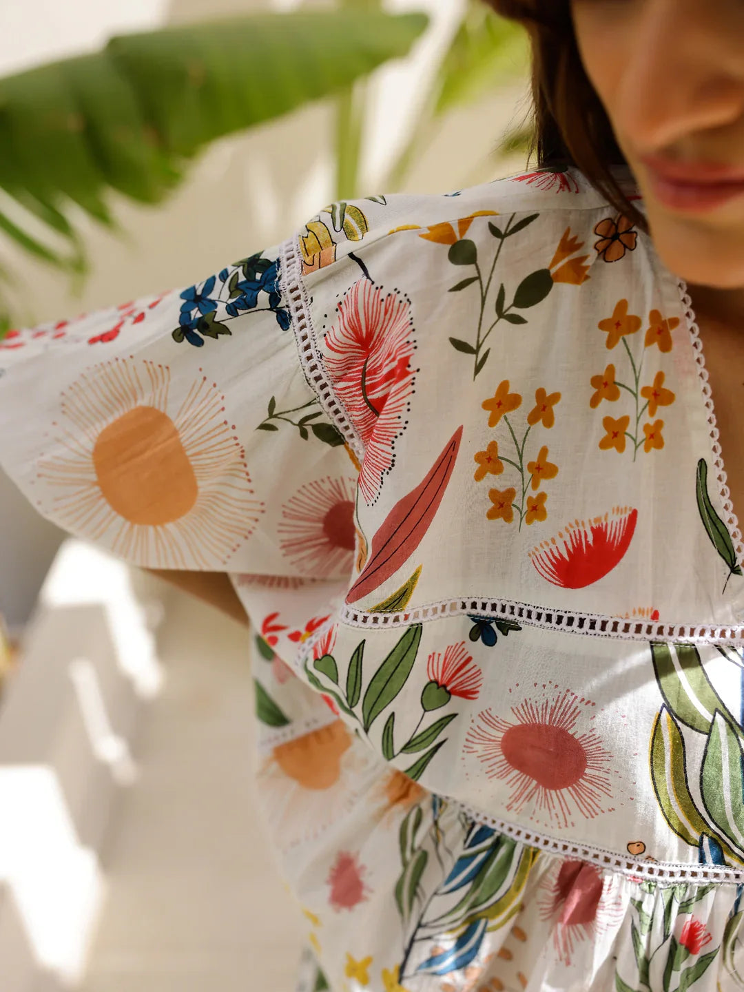 Off White Multi Color Printed Loungewear Set - SanskrutiHomes 