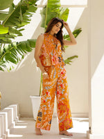 Printed sleeveless co-ord set - SanskrutiHomes 