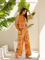 Printed sleeveless co-ord set - SanskrutiHomes 