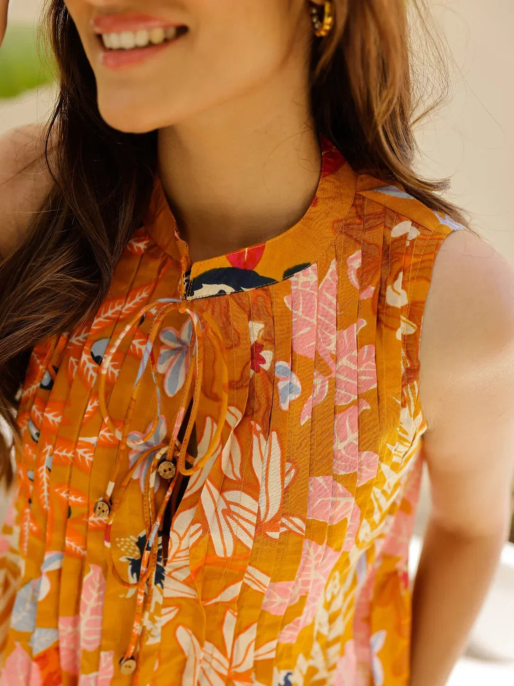 Printed sleeveless co-ord set - SanskrutiHomes 