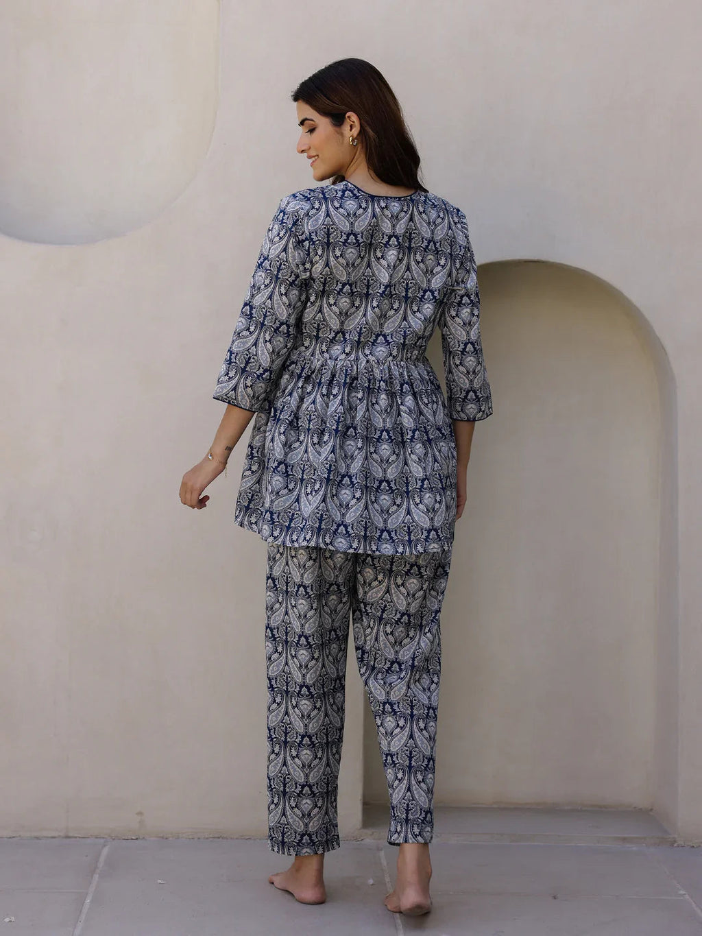 Indigo Printed Loungewear Set - SanskrutiHomes 