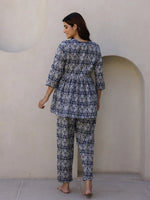 Indigo Printed Loungewear Set - SanskrutiHomes 