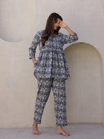 Indigo Printed Loungewear Set - SanskrutiHomes 
