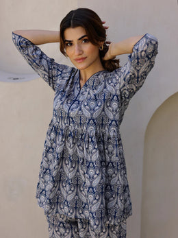 Indigo Printed Loungewear Set - SanskrutiHomes 