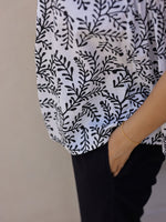 White Cotton Cut Sleeves Loungewear Set - SanskrutiHomes 