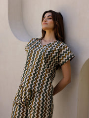 Beige Printed Loungewear Set - SanskrutiHomes 