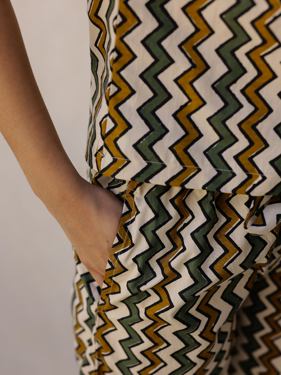 Beige Printed Loungewear Set - SanskrutiHomes 