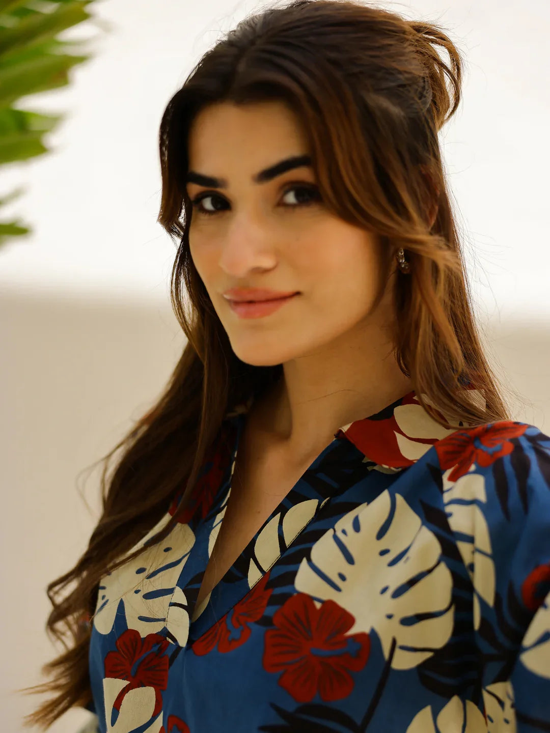 Blue leaves Printed Loungewear Set - SanskrutiHomes 