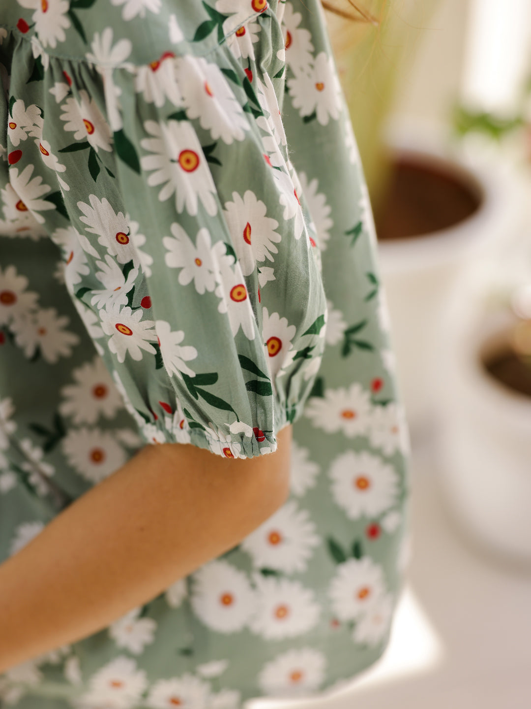 Green & White Flower Printed Loungewear Set - SanskrutiHomes 