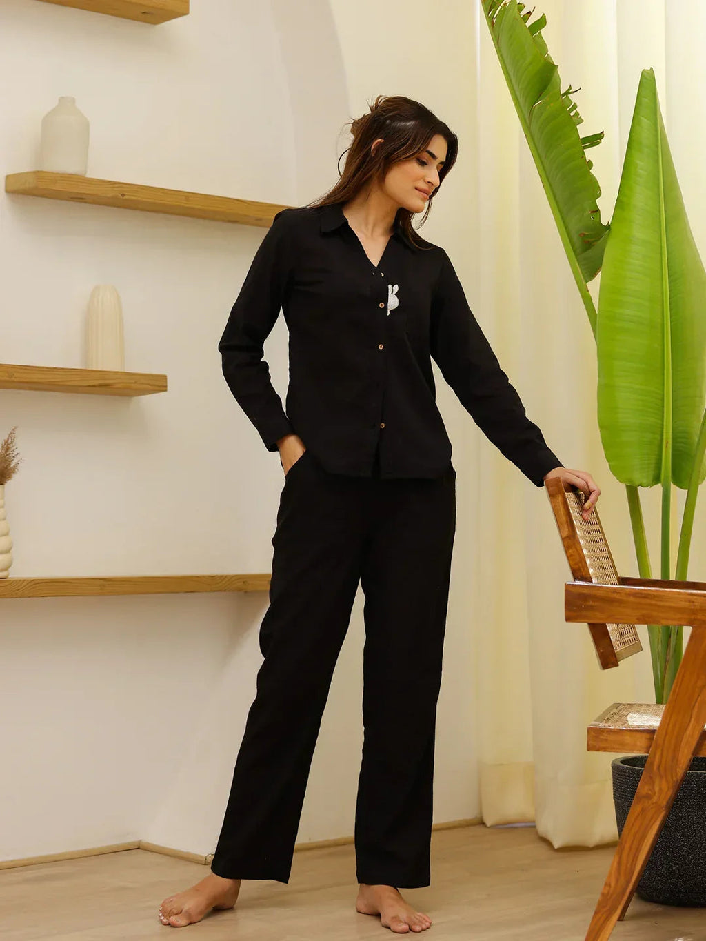 Black Bunny Loungewear Set - SanskrutiHomes 