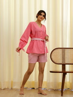 Pink Shorts Night Suit Set - SanskrutiHomes 
