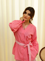 Pink Shorts Night Suit Set - SanskrutiHomes 