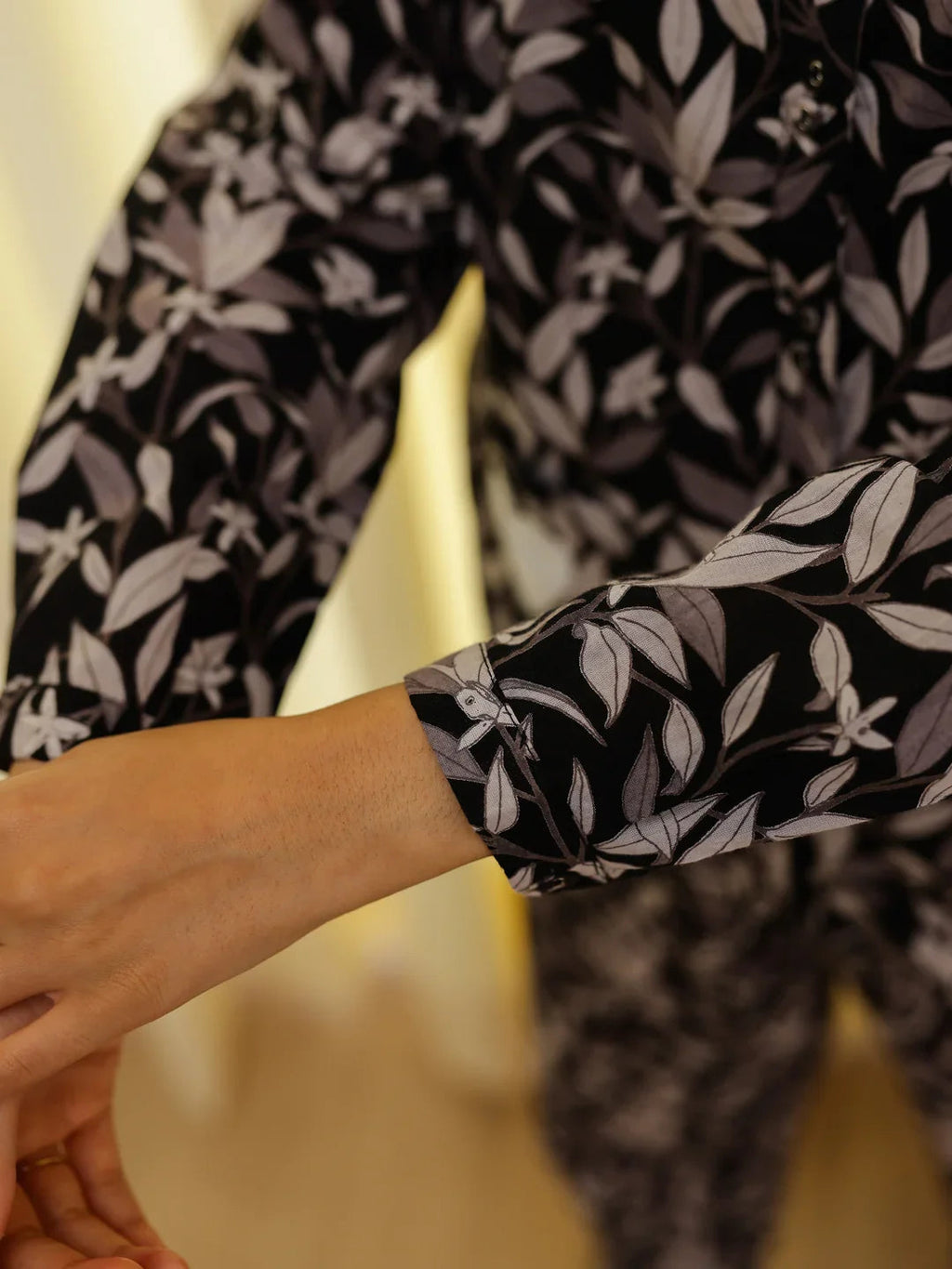 Black & White Heart Printed Night Suit Set - SanskrutiHomes 