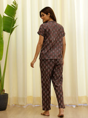 Brown Printed Loungewear Set - SanskrutiHomes 