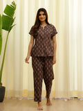 Brown Printed Loungewear Set - SanskrutiHomes 