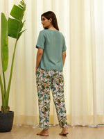 Green Solid & Printed Loungewear Set - SanskrutiHomes 
