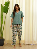 Green Solid & Printed Loungewear Set - SanskrutiHomes 