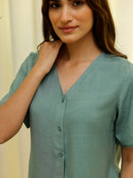 Green Solid & Printed Loungewear Set - SanskrutiHomes 