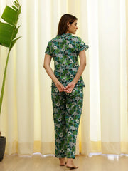Floral Printed Pure Cotton Night Suit Set - SanskrutiHomes 