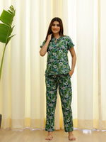 Floral Printed Pure Cotton Night Suit Set - SanskrutiHomes 