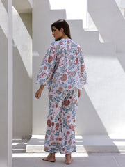 Women Flower Printed Full Sleeves Night Suit - SanskrutiHomes 