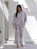 Women Flower Printed Full Sleeves Night Suit - SanskrutiHomes 