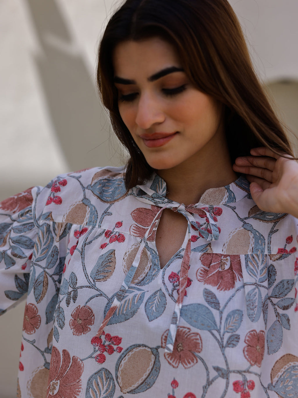 Women Flower Printed Full Sleeves Night Suit - SanskrutiHomes 