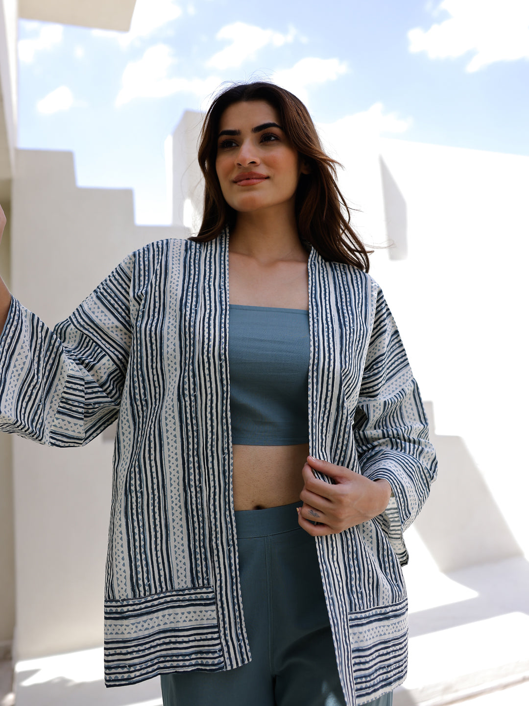 Teal 3 Piece Loungewear Set - SanskrutiHomes 