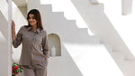 Beige Stripes Night Suit Set for Women - SanskrutiHomes 