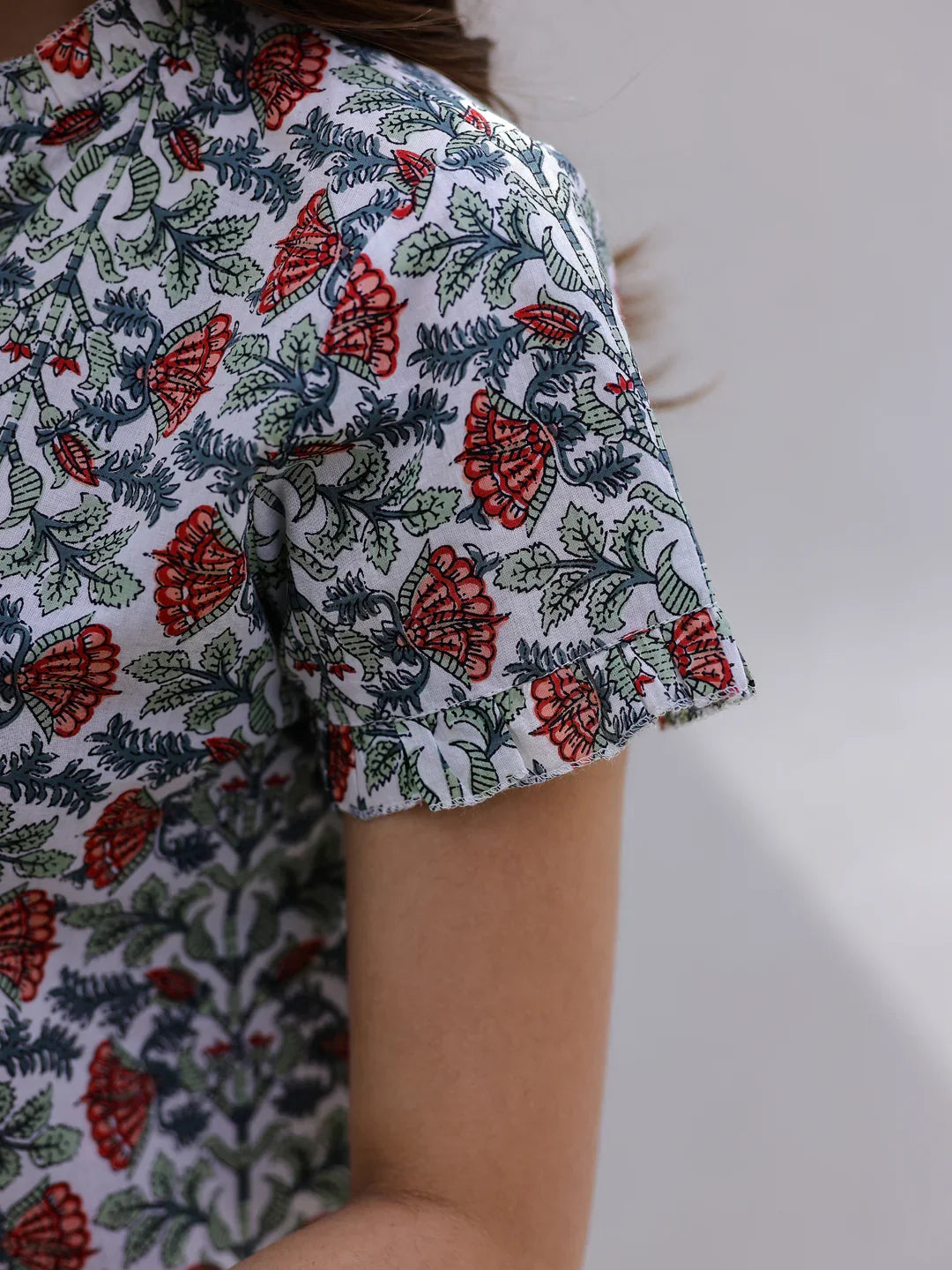 Floral Printed Pure Cotton Night Suit for Women - SanskrutiHomes 