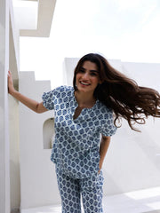 Ethnic Motifs Printed Pure Cotton Night suit - SanskrutiHomes 