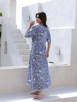 Blue Cotton Nightdress for Women - SanskrutiHomes 