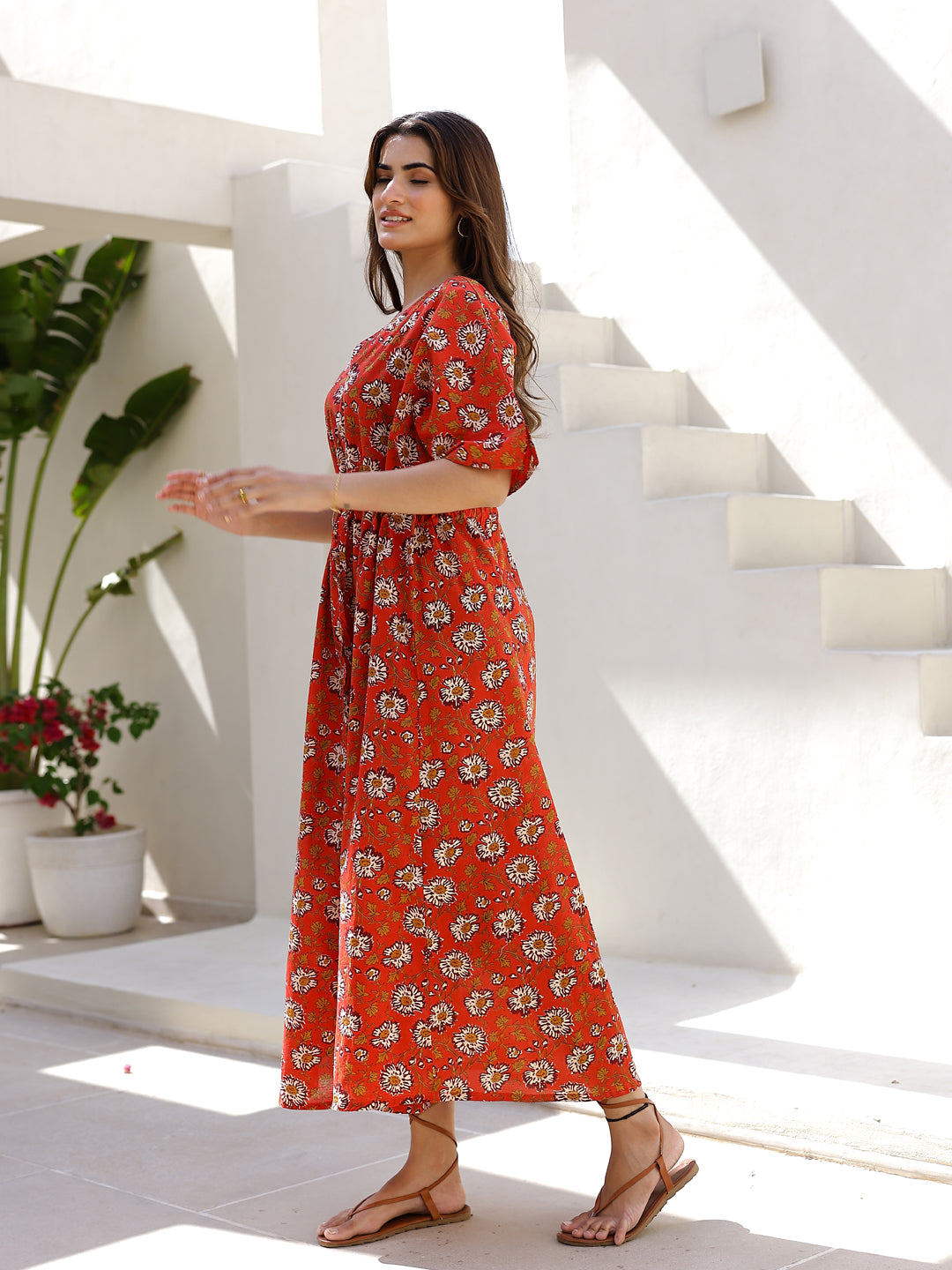 Printed Maxi Night dress - SanskrutiHomes 