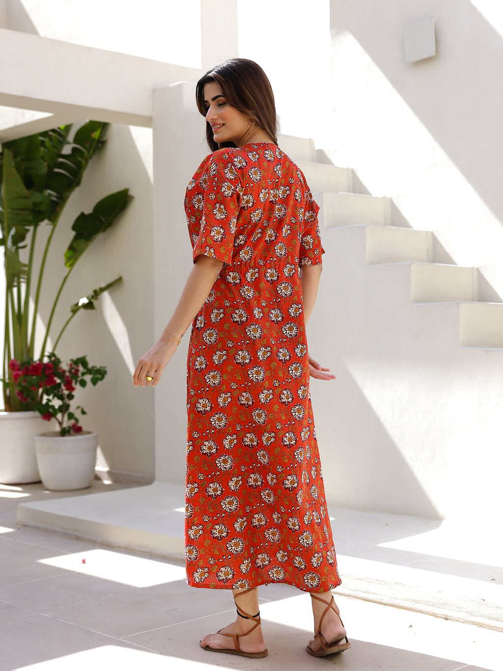 Printed Maxi Night dress - SanskrutiHomes 