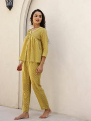 Mustard Printed Loungewear Set
