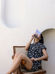 Black & White Cotton Shorts Night Wear Set - SanskrutiHomes 