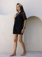 Black Net Shirts & Shorts Set - SanskrutiHomes 