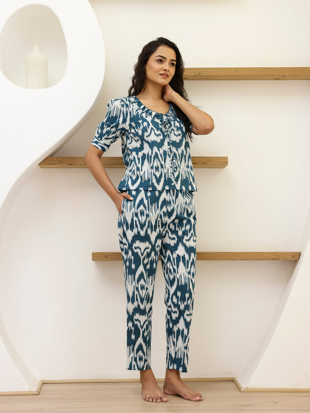 Teal Loungewear Set - SanskrutiHomes 