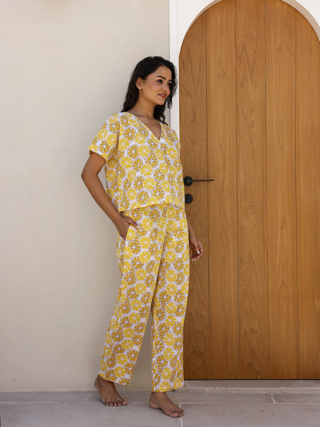 Yellow Lemon Loungewear Set - SanskrutiHomes 