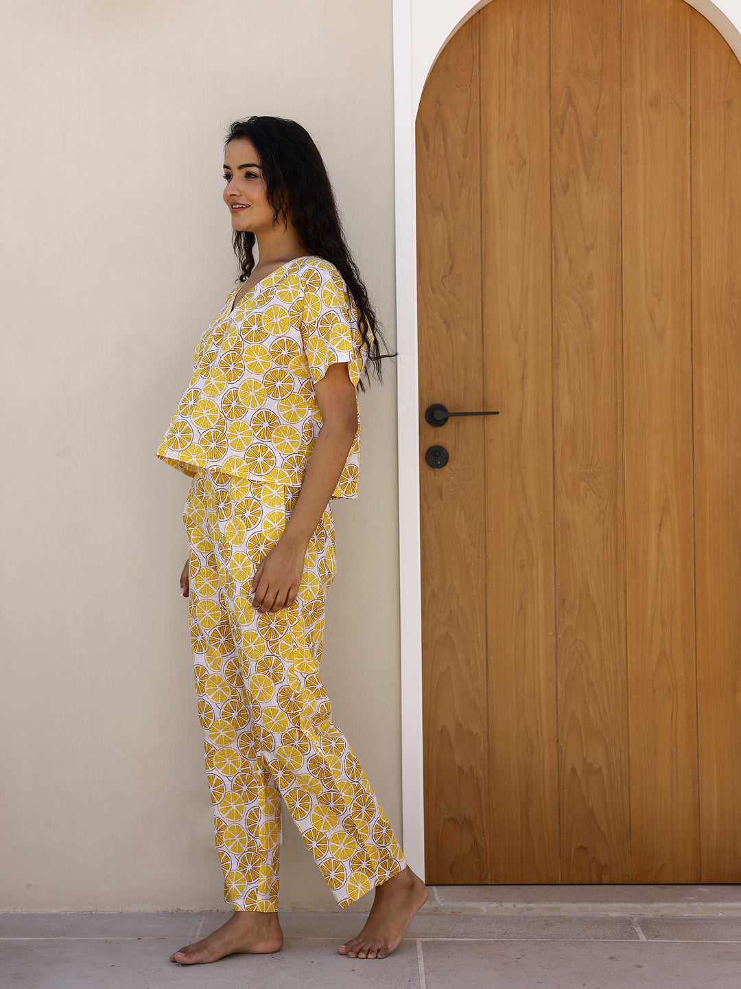 Yellow Lemon Loungewear Set - SanskrutiHomes 