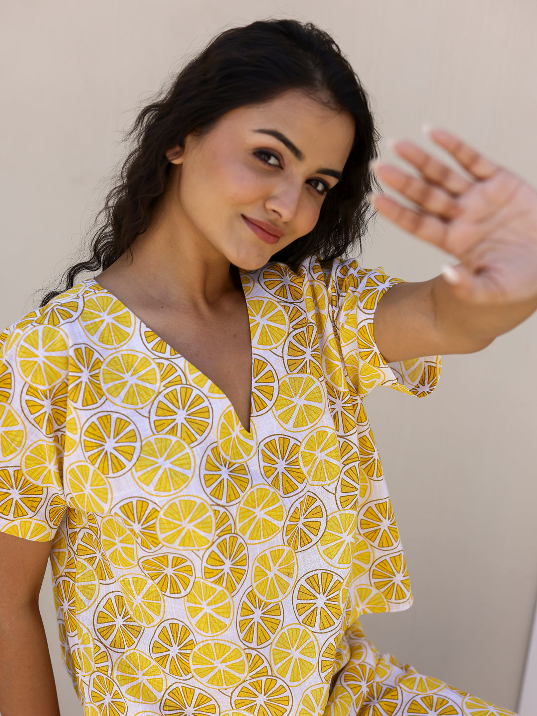 Yellow Lemon Loungewear Set - SanskrutiHomes 