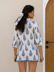 Pure Cotton Flower Printed Shirt for Women - SanskrutiHomes 