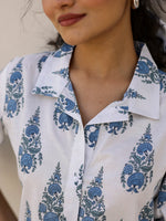 Pure Cotton Flower Printed Shirt for Women - SanskrutiHomes 