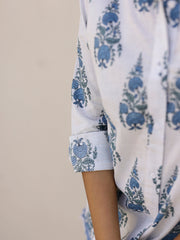 Pure Cotton Flower Printed Shirt for Women - SanskrutiHomes 