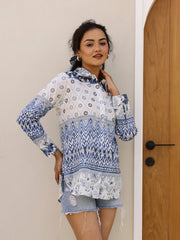 Pure Cotton Geometric Printed Shirt for Women - SanskrutiHomes 