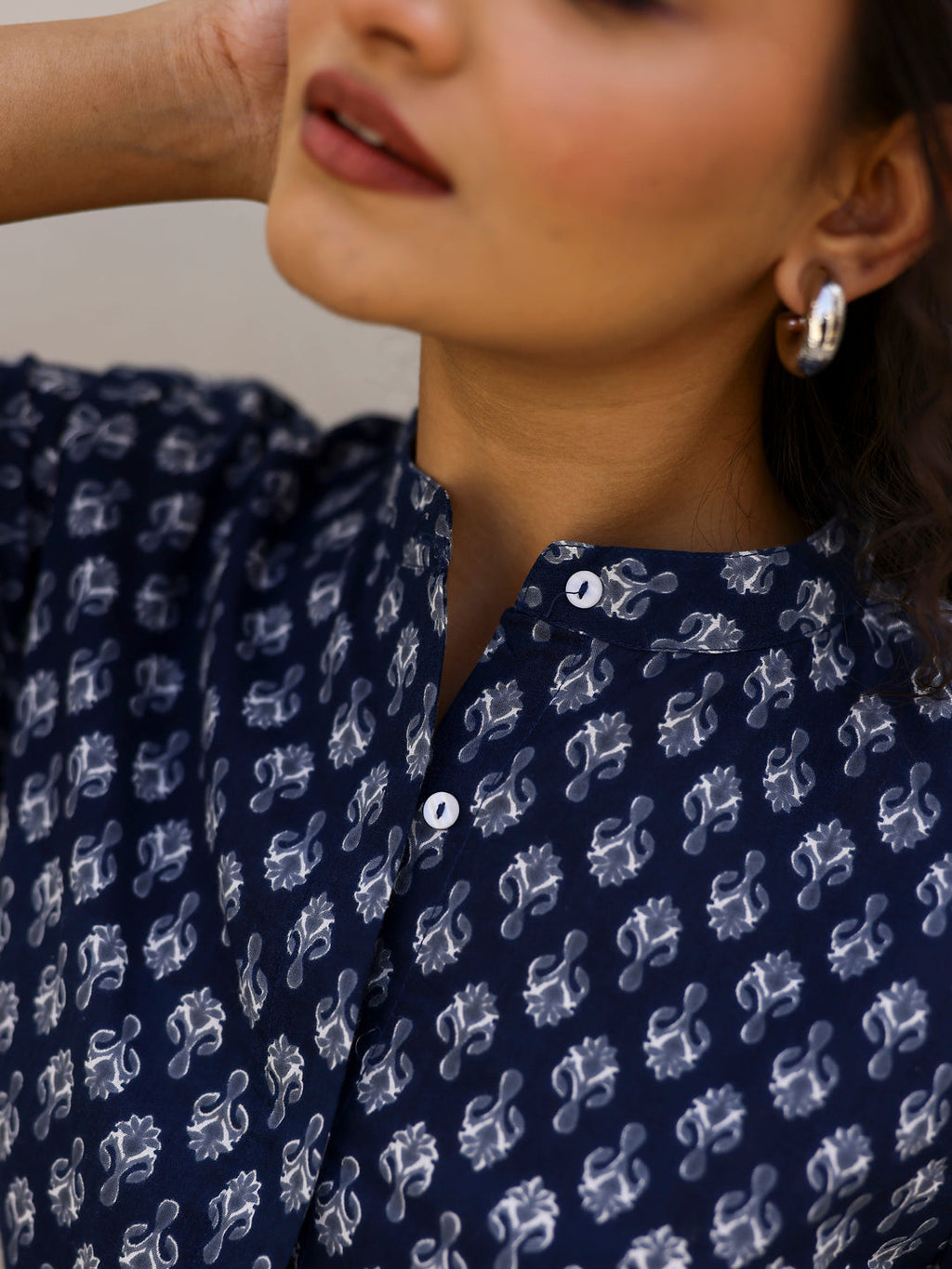 Pure Cotton Printed Blue top for Women - SanskrutiHomes 